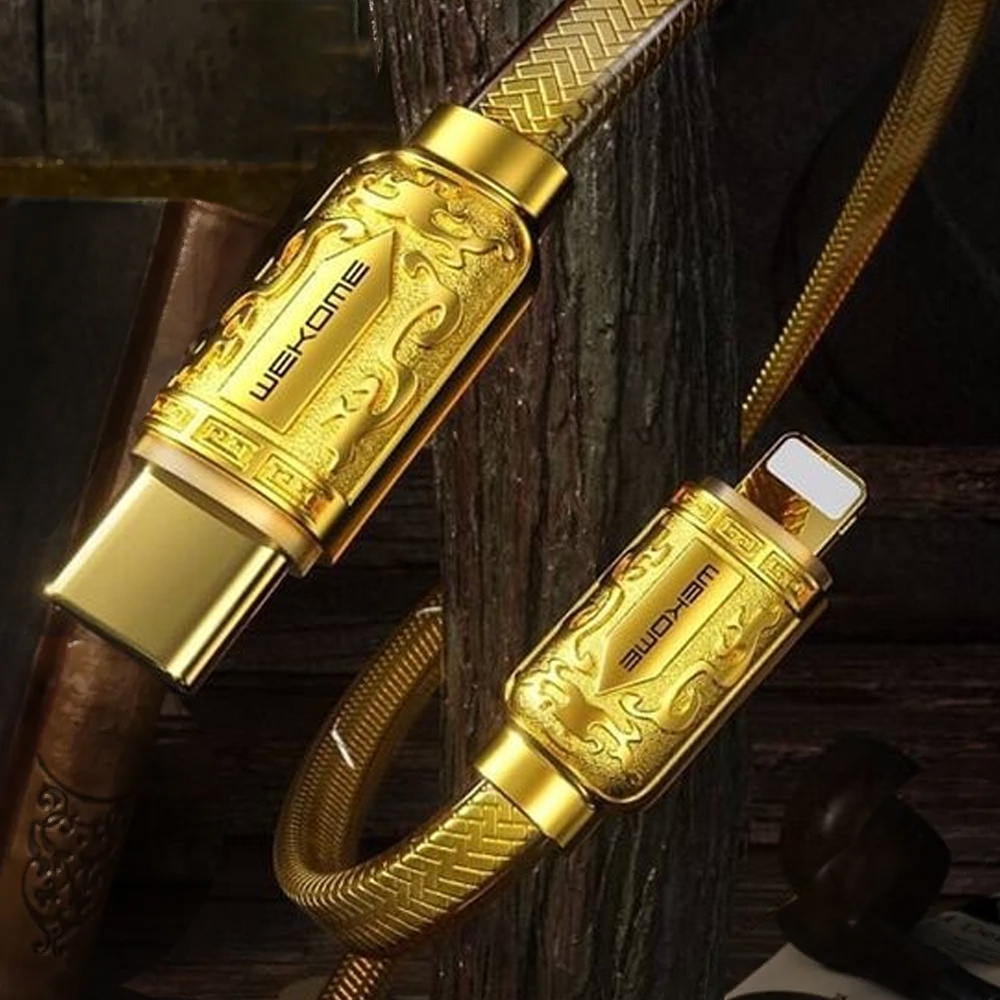 Kabel USB Typ C – Lightning, do szybkiego ładowania 20W, 1 metr, złoty