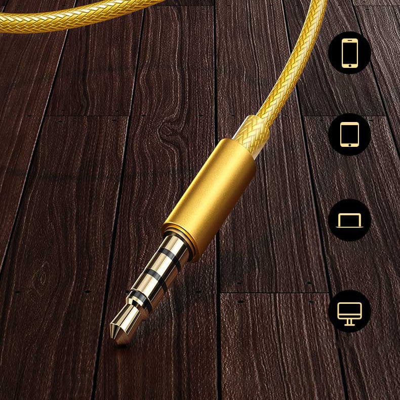 Słuchawki dokanałowe piękne złote przewodowe złącze 3,5 mm mini jack