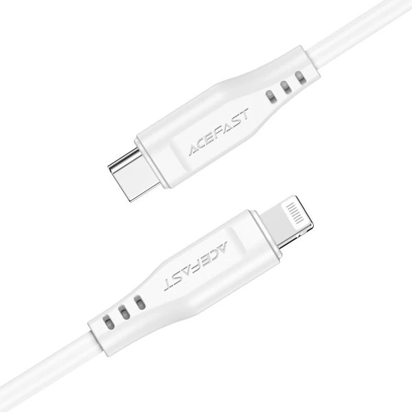 Kabel USB Typ C – Lightning, ceryfikowany, szybkie ładowanie 30W, 1.2 metra, biały
