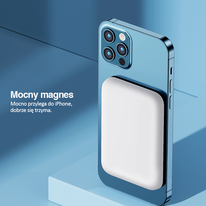 Power bank akumulator MagSafe 10000mAh, bezprzewodowe ładowanie, biały