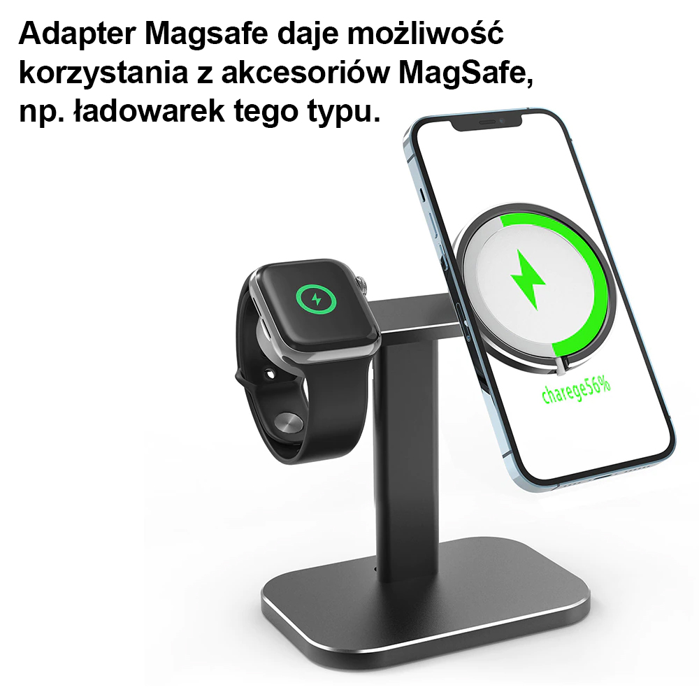 Adapter do Magsafe, metalowy pierścień ring do przyklejenia na etui, srebrny