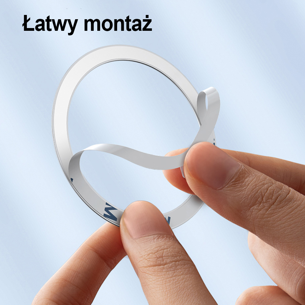 Adapter do Magsafe, metalowy pierścień ring do przyklejenia na etui, srebrny