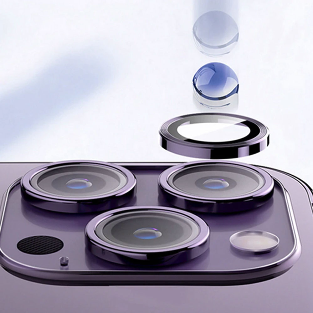 Metalowa osłona obiektywów szkło na aparat iPhone 14 Pro Max, głęboka purpura