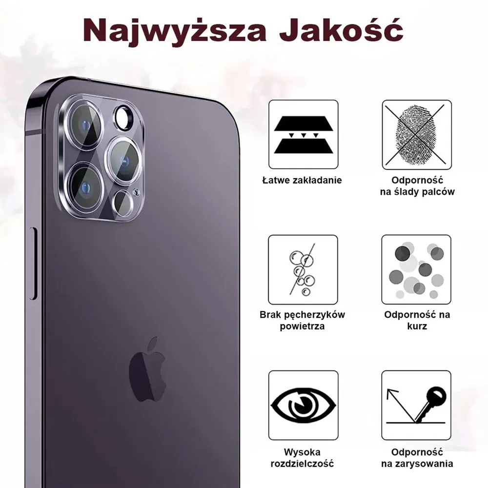 iPhone 15 Pro Max pełne szkło hartowane na cały aparat, kamerę