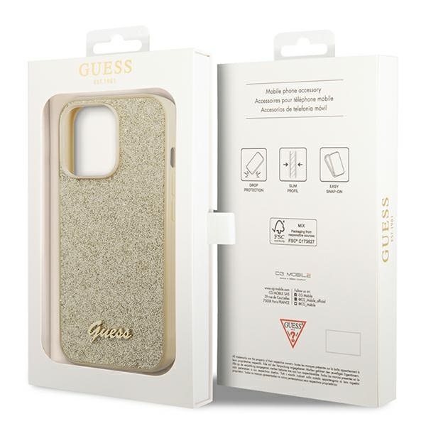 Etui do iPhone 14 Pro Max Guess Glitter luksusowe złote