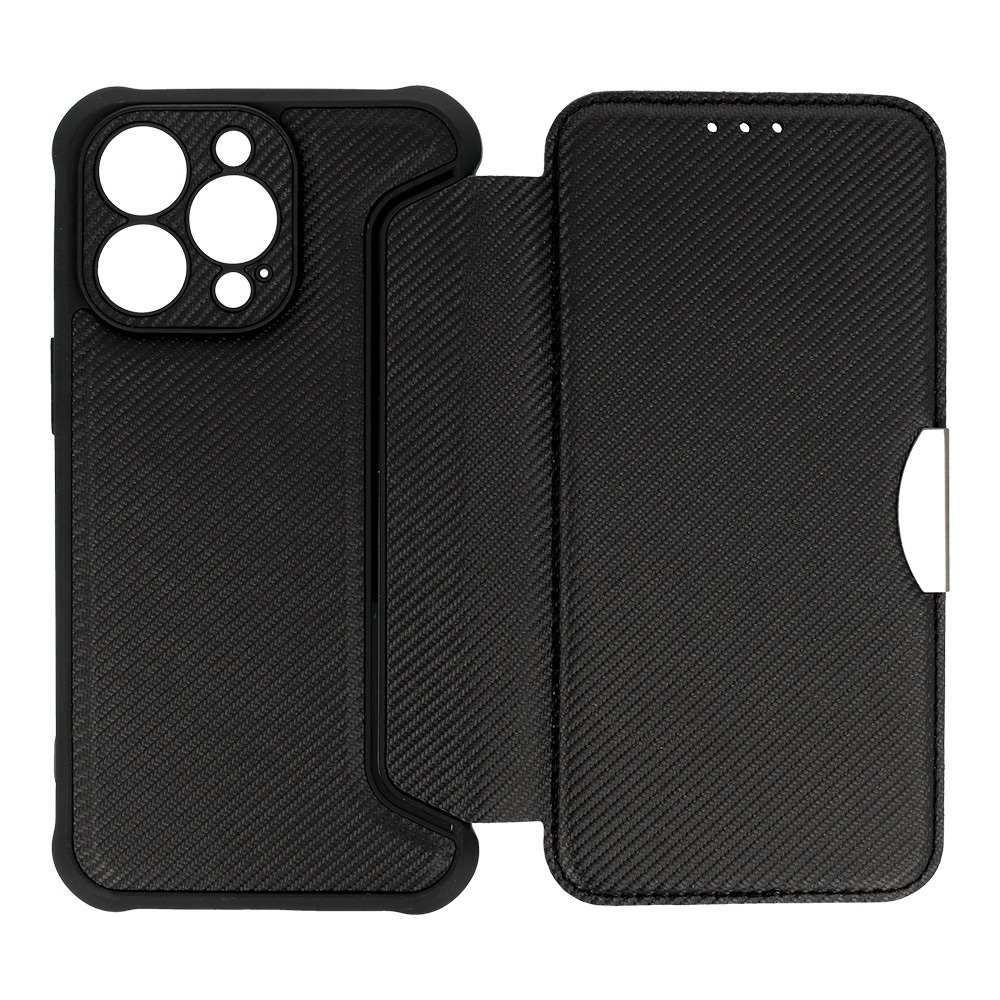 Etui do iPhone 14 Pro Carbon Book zamykane, książka, czarne