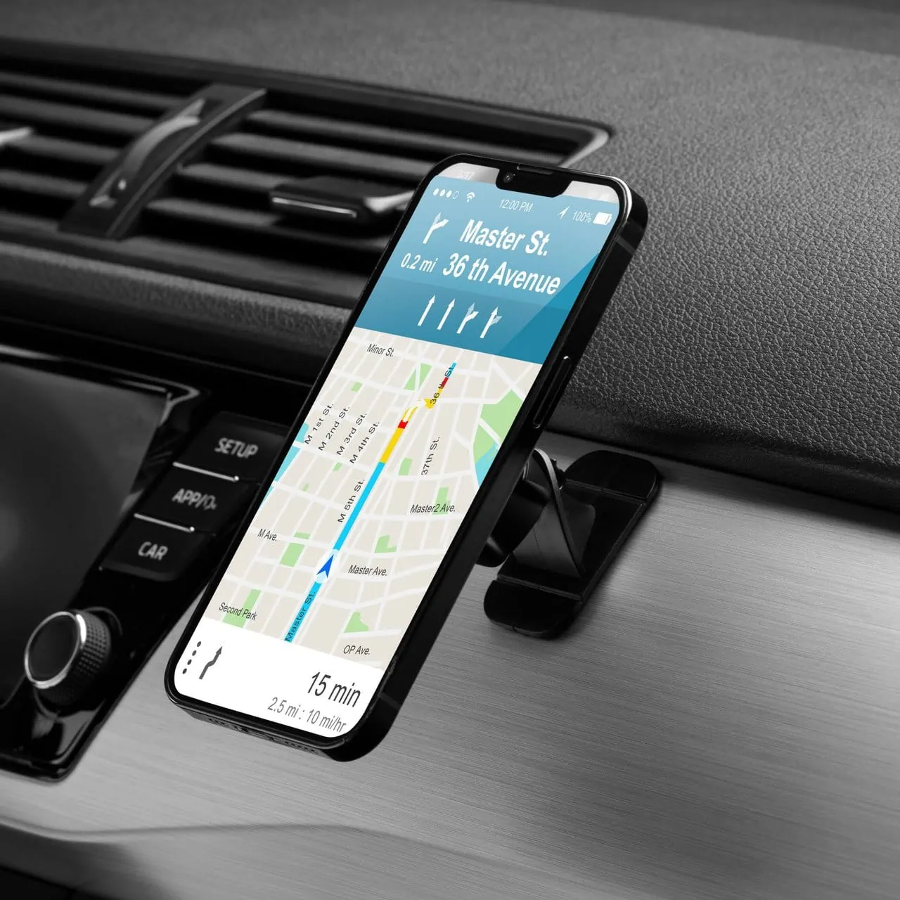 Uchwyt magnetyczny Carbon rotacja 360° na deskę/kokpit, czarny