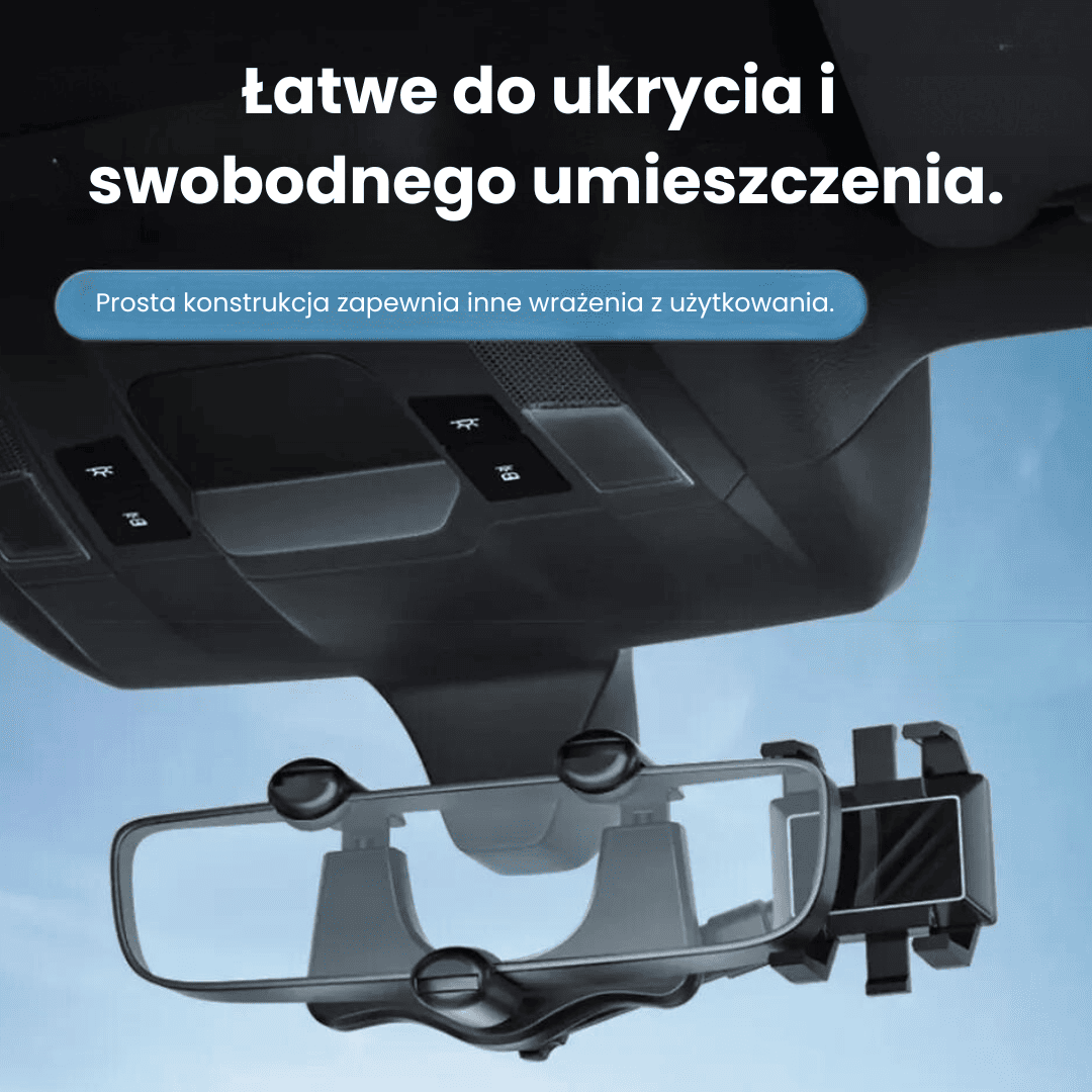 Uchwyt samochodowy regulowany na lusterko wsteczne, czarny