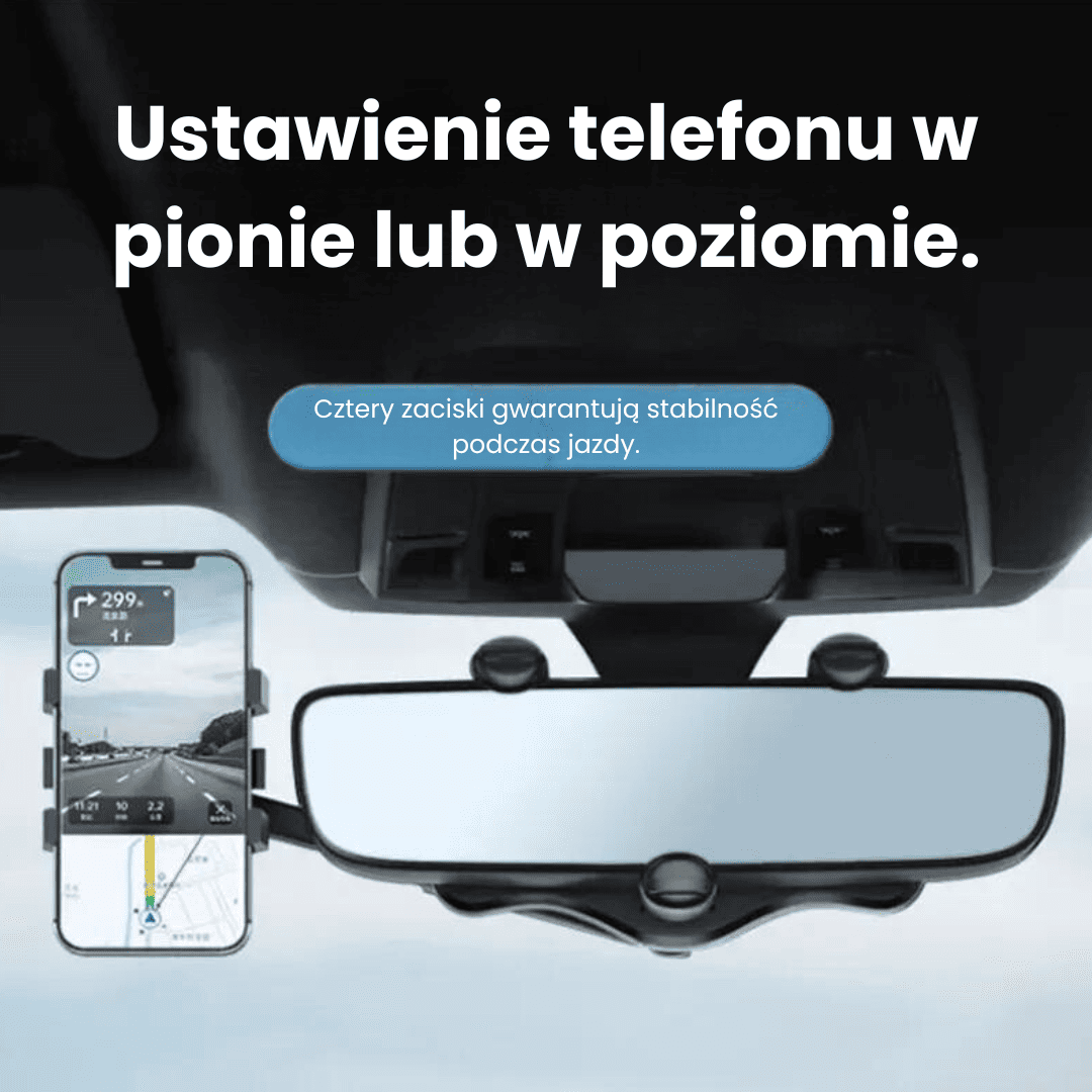 Uchwyt samochodowy regulowany na lusterko wsteczne, czarny