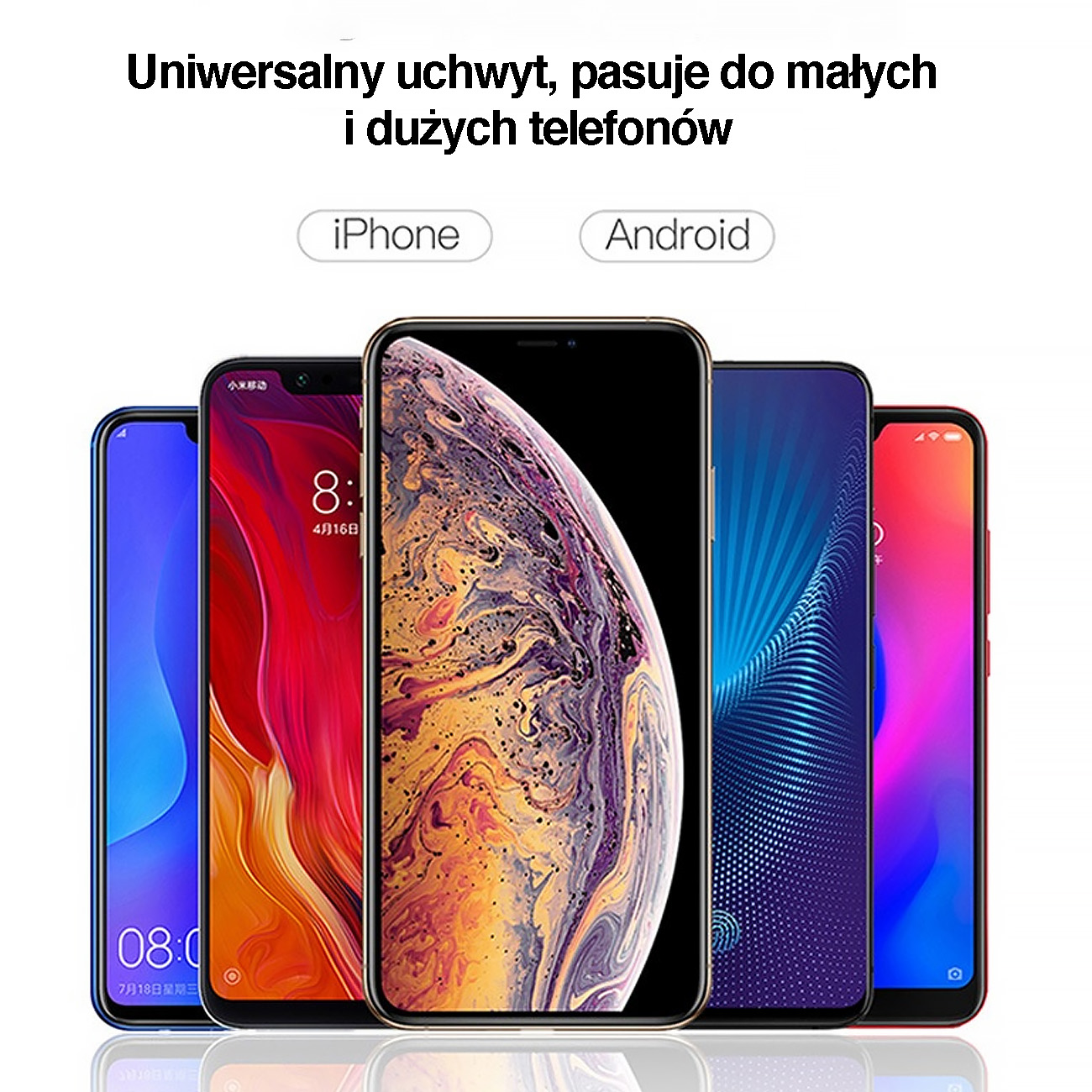 Uchwyt samochodowy 360 ° do telefonu na lusterko wsteczne, czarny