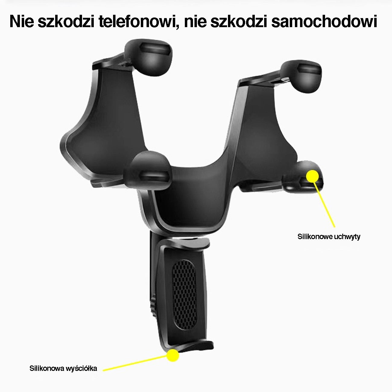 Uchwyt samochodowy 360 ° do telefonu na lusterko wsteczne, czarny