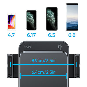 Uchwyt ładujacy 2w1, szybkie ładowanie bezprzewodowe 15W, do mocowania na szybę i do kratki wentylacyjnej