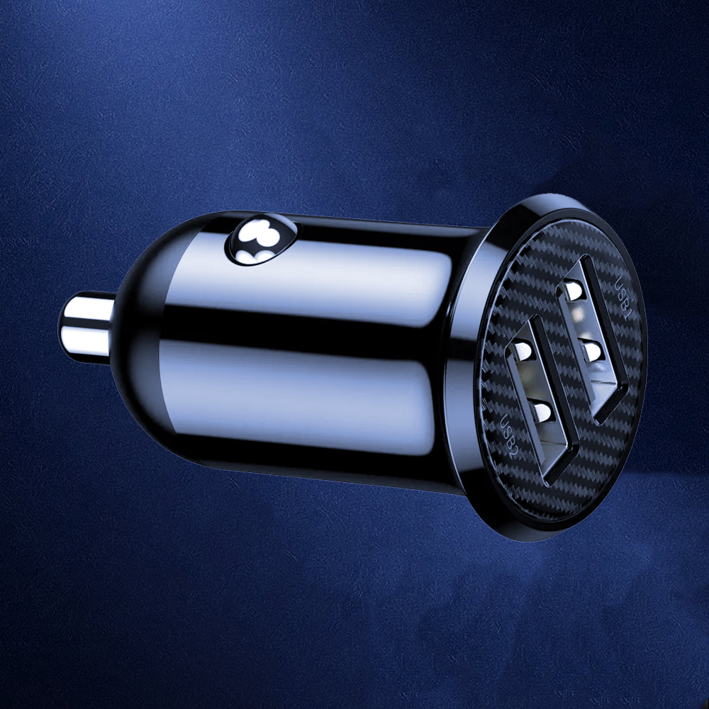 Kompaktowa ładowarka samochodowa 20W 2xUSB, czarna