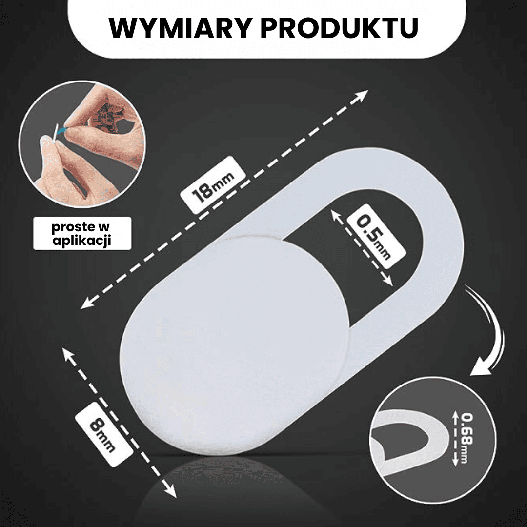 Osłonka zaślepka na kamerkę, obiektyw, biała