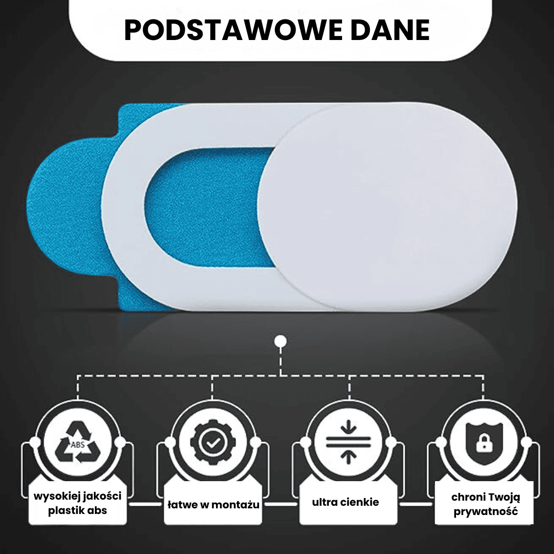 Osłonka zaślepka na kamerkę, obiektyw, biała