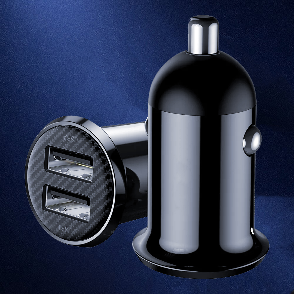 Kompaktowa ładowarka samochodowa 20W 2xUSB, czarna