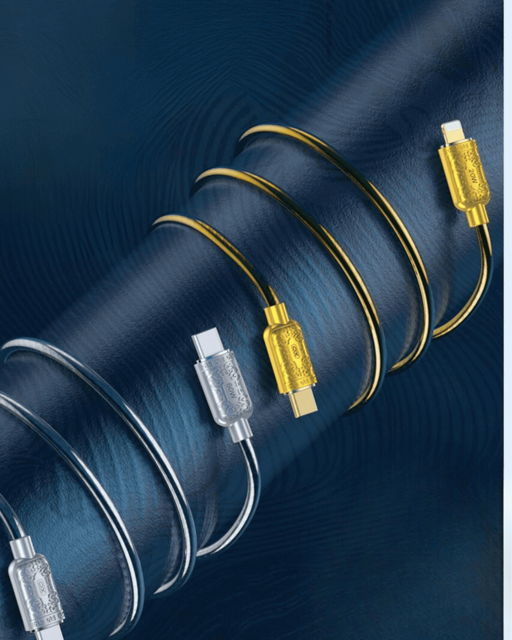 Kabel 2xUSB Typ C do iPhone 15/16, tableta, laptopa, PD 60W, szybkie ładowanie, 1 metr, złoty