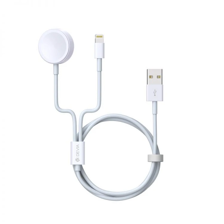 Ładowarka usb 2w1 do apple watch oraz lightning biała