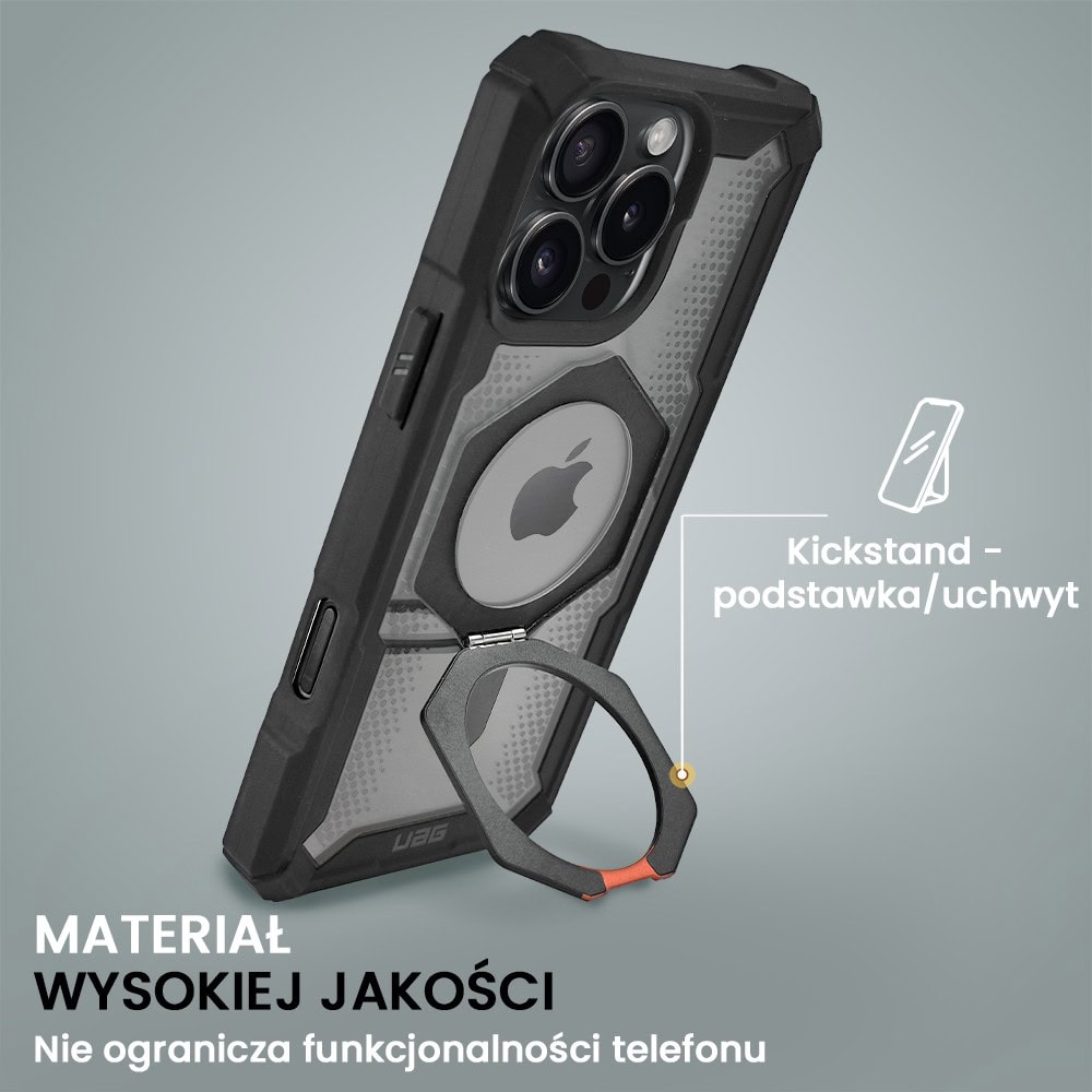 etui do iphone 16 pro uag magsafe shield wzmocnione z podstawką, białe (kopia)