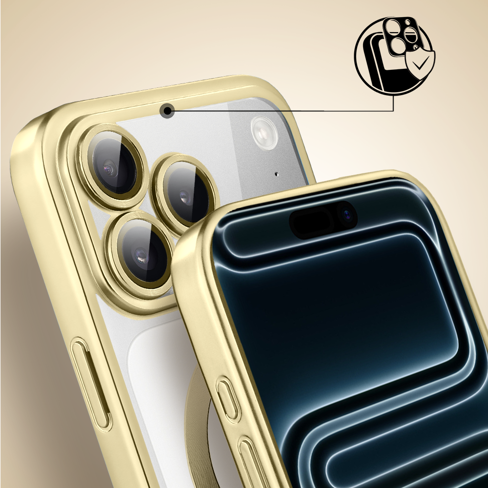 Etui do iPhone MagSafe Luxury Titanium Finish złota ramka