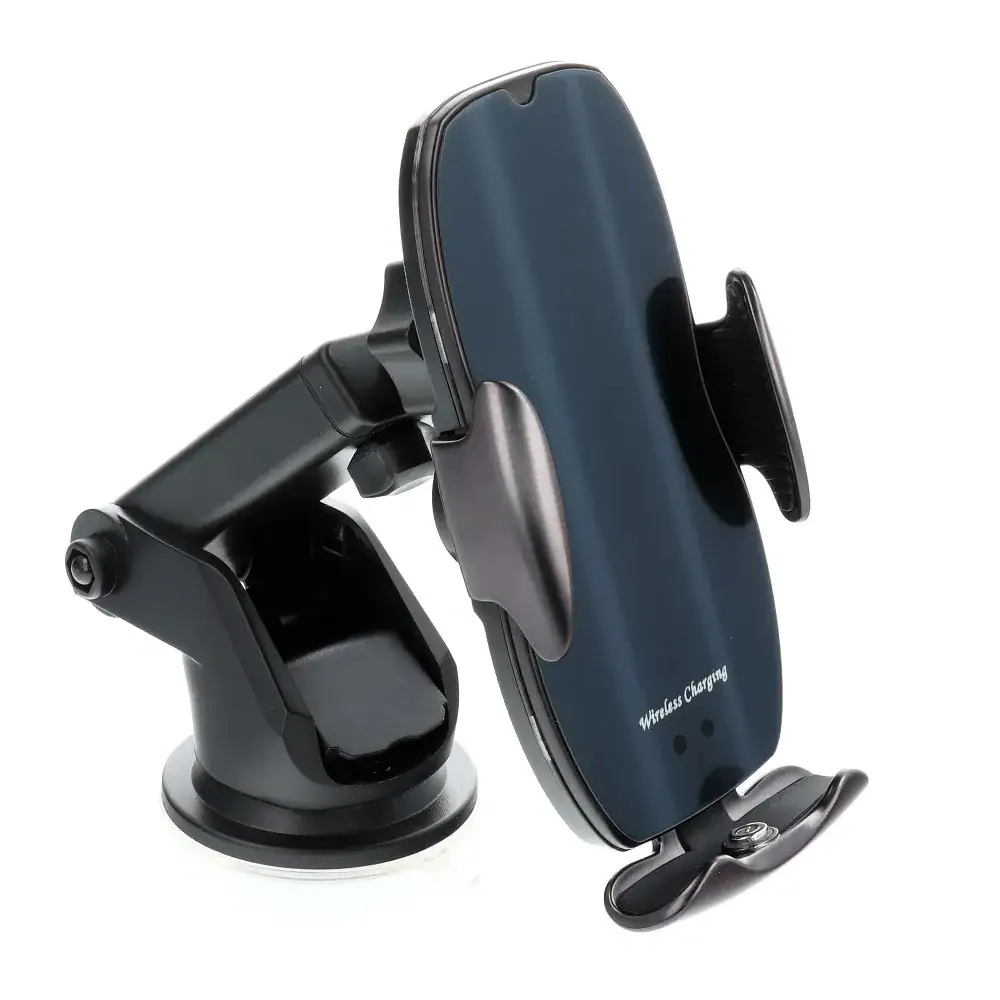 automatyczny uchwyt wysokiej jakości do samochodu z ładowaniem bezprzewodowym do kratki i na szybę, czarny