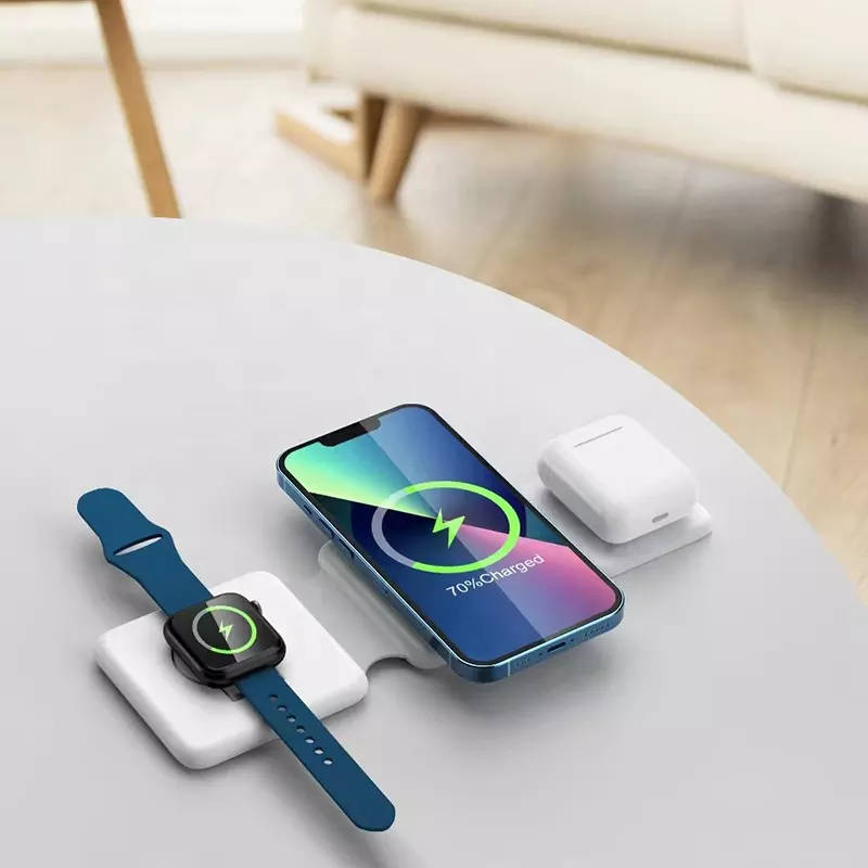 Ładowarka bezprzewodowa indukcyjna 3w1 15w iphone, apple watch, airpods, biała